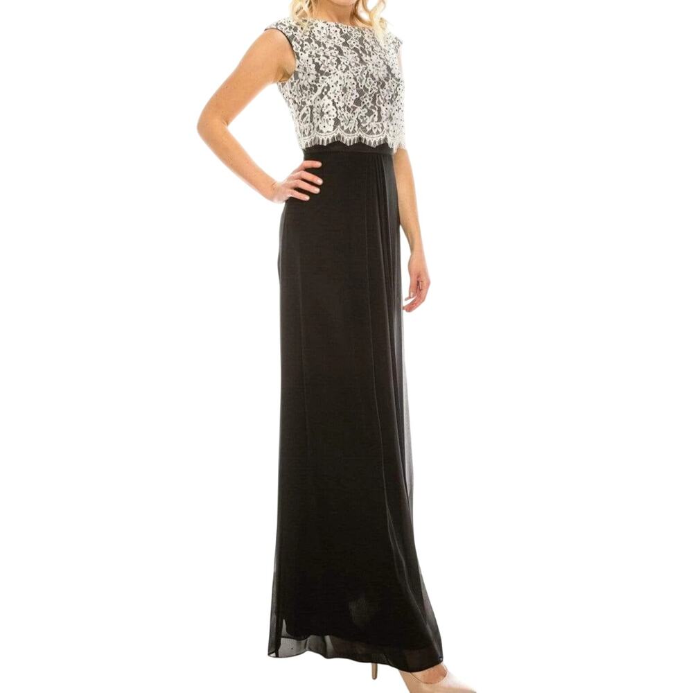 Aiden Mattox Lace Bateau A Line Womens Open Back Evening Gown Size 8